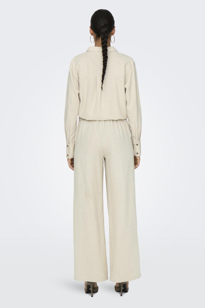JDYSAY HW LINEN WIDE PANT WVN NOOS 15318361 Oatmeal/Melange